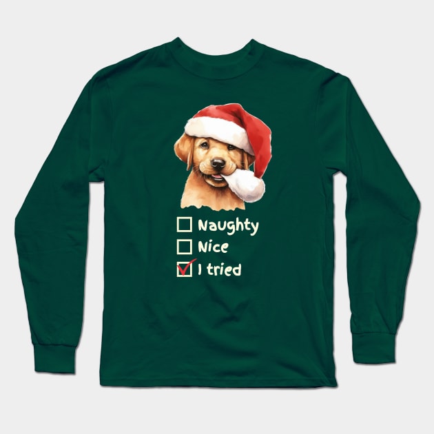 Naughty or Nice Labrador Retriever Pup Long Sleeve T-Shirt by ZogDog Pro